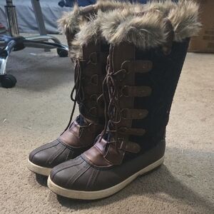 Women's Fur Lined Winter Boots - Brown